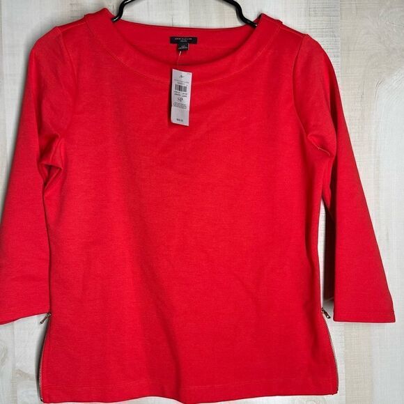 Ann Taylor‎ new red 3/4 length sleeve pullover top, size small petite - Picture 1 of 14